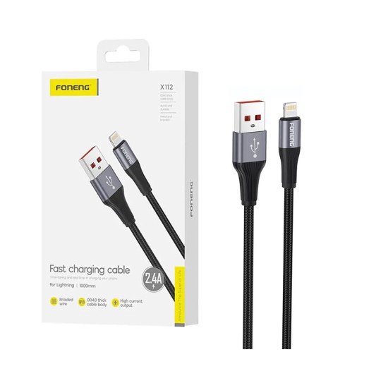 Cabo Foneng X112 Lightning 2,4A 1m Preto